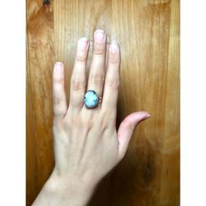 Bague Statement Navajo Faite à la Main en Argent Sterling avec Buffalo Blanc et Turquoise Naturelle, Taille 6.25, Style Bohème Hip-Hop, Idéale au Quotidien - Product Image 4