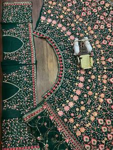 Belle fête porter 4 mètres évasé fausse Georgette Lehenga broderie paillettes travail - Product Image 4