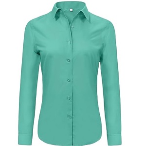 Chemises de bureau pour femmes, style professionnel, à carreaux, vintage, décontractées, 100% coton, manches longues - Product Image 1