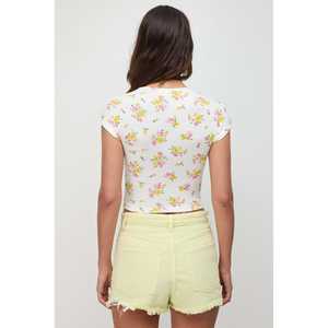 Top Corto Básico en Tela Estampada Acanalada - Product Image 5