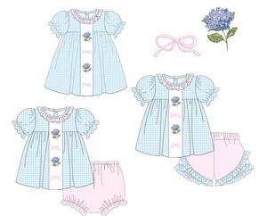 Детская одежда: летнее платье для девочек с коротким рукавом и цветочным принтом, комбинезон-ромпер для малышей, комплект одежды для братьев и сестер - Product Image 1