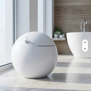Toilette intelligente de luxe en forme d'œuf, murale, à ouverture automatique par capteur, avec télécommande, pour salle de bain, fermeture automatique, bidet intégré, idéale pour hôtel - Product Image 1