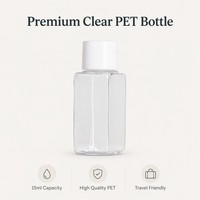 Flacon cosmétique en plastique PET transparent de 15 ml pour l'emballage d'huiles essentielles et de lotions, idéal pour les voyages