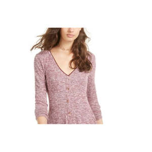 Abito American Rag Junior rosso XX-Small a trapezio in maglia a costine melange con caratteristica traspirante e vita naturale - Product Image 2