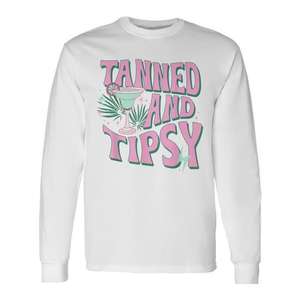 Camiseta de manga larga Tanned And Tipsy para vacaciones de verano en la playa - Product Image 1