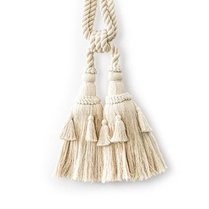 Large and Small Cotton <b>Tassel</b> <b>Curtain</b> Tie Back, Coastal Tie Back, White <b>Tassel</b> Tie Back - Product Image 4