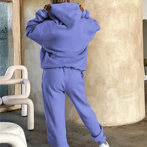 Logo femmes surdimensionné blanc sweat à capuche et pantalon ensemble haute qualité couleur unie à capuche surdimensionné Jogging survêtement ensemble pour femmes - Product Image 6