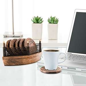 Juego de posavasos de madera de nogal clásico Premium, regalo de madera hecho a mano Natural para decoración de mesa de cocina del hogar - Product Image 4