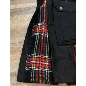 Kilt hybride moderne OEM ODM fabriqué à partir d'un mélange de coton noir et de tissu écossais Royal Stewart, kilts utilitaires - Product Image 4
