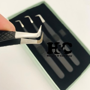 Pinzas de Alta Calidad con Punta Plateada para Extensión de Pestañas, Pinzas de Acero Inoxidable con Textura de Diamante y Mango Antideslizante, Logotipo Sostenible - Product Image 2