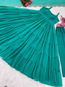 Nuevo vestido de Georgette de imitación Anarkali con estilo de volantes y cosido completo con la colección Dupatta Ready To Wear - Product Image 5