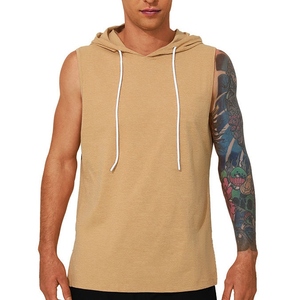 Lightweight Breathable Solid Winter Men Stringer Hoodies Cotton Blend <b>Fleece</b> Fabric for Sports Training Jogging Weightlifting - Product Image 1