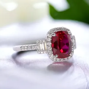 Anillo de compromiso de rubí Hermoso anillo de plata esterlina Regalo para boda Regalo de joyería personalizado para ella - Product Image 3