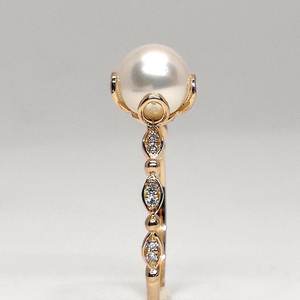 แหวนเงินสเตอร์ลิง8มม. ประดับมุกชุบทองอัญมณีสี925ของผู้หญิงที่สง่างามมีดีไซน์เพชรประดับไม่ซ้ำใคร - Product Image 1