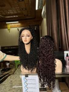 วิกผมลอนสำหรับผู้หญิงผิวดำวิกผมลอนลึกแบบ100% มีลูกไม้ด้านหน้าแบบหยิก - Product Image 5