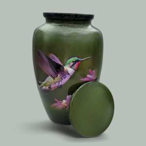 Urnes funéraires pour crémation, design cardinal élégant, grande taille, 26 cm de haut, avec sac en velours, urne verte - Product Image 6