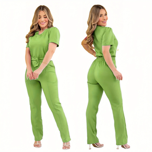 Tenues de gommage à manches courtes d'été Tenue d'allaitement confortable Ensemble d'uniformes de gommage d'infirmière pratiques et élégants Uniformes d'allaitement Medicos Scrubs - Product Image 6