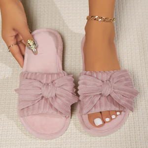 Женские и девичьи хлопковые тапочки с бантом-бабочкой, открытым носком и мягкой подошвой для дома, коллекция 2026 года - Product Image 6