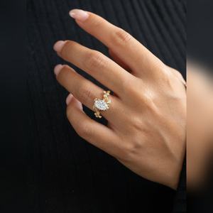 แหวนหมั้นเพชรโมอิสซาไนต์ทรงรี ทอง 10K 14K 18K เงิน แพลตินัม ดีไซน์ธรรมชาติ ราคาโรงงานโดยตรง - Product Image 6