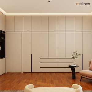 Lemari Dinding Kamar Tidur Mewah Modern Melinco Custom, Lemari Pakaian Walk-in Penyimpanan Besar, Lemari Pakaian Kayu ENF-Grade dari Lantai hingga Plafon - Product Image 1