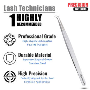 Pince à épiler professionnelle isolée pour extensions de cils, en acier inoxydable, pour volume - Product Image 3