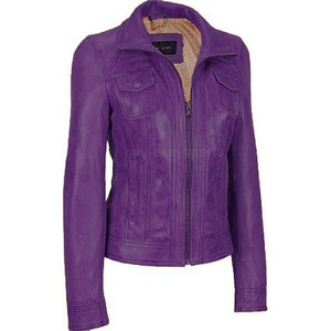 Customized Eco-Friendly Vintage Women's XL Leather Autumn Finished Breathable <b>Sheep</b> <b>Skin</b> <b>Jacket</b> with Cotton Lining - Product Image 4