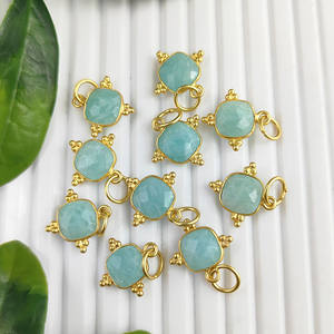 จี้รูปทรงอัญมณีแบบ Cushion ประดับคริสตัลอะเมโซไนต์ ชุบทองบนเงินแท้ สำหรับทำต่างหูและสร้อยคอ เหมาะสำหรับงานปาร์ตี้ - Product Image 2