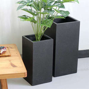 ที่ปลูกต้นไม้ในร่มสำหรับสวนกระถางคอนกรีตขนาดใหญ่ทรงสี่เหลี่ยมสีดำสไตล์โมเดิร์น - Product Image 4