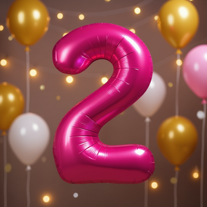 Palloncini Numero Party Love Fucsia N2 80cm Confezione da 12 Pezzi - Product Image 3