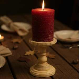 Traditional Artisan Wooden Candlestick Holder High-quality Embossing Printing Decorative <b>Candle</b> <b>Stand</b> for Puja Home Decor - Product Image 1