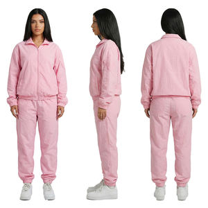 2024 Winter Women's 100% Cotton Anti-Bacterial Two-Piece Hoodie Set Crop Top and Pants Jogger Tracksuit Sweatpants - Product Image 1