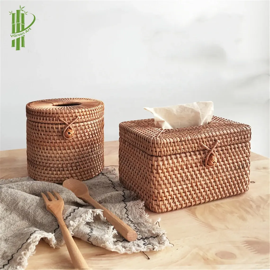 TREND ING PRODUCTS Rattan Tissue Box Abdeckung mit Deckel Holz Aufbewahrung boxen Papier halter umwelt freundliches Büro Küchen zubehör