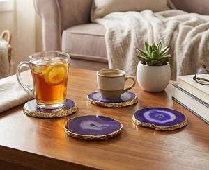 <b>Heat</b> Safe Resin <b>Coaster</b> Smooth Surface High Quality Bohemian Style Customizable Design for Tea/Coffee/Juice/Water Glasses - Product Image 1