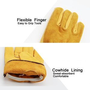 Guantes de trabajo de seguridad doble para construcción industrial de cuero de vaca con diseño personalizado - Product Image 4