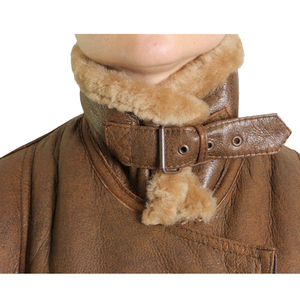 Chaqueta de motorista de cuero de vaca genuino para mujer de alta calidad con chaqueta con forro de cuello de piel de oveja - Product Image 6