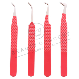 Pinzas de extensión de pestañas ecológicas de servicio OEM hechas a mano de buena venta de Color rojo por Beauty Concept International - Product Image 6