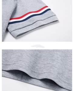 เสื้อยืดผู้ชายแขนสั้นผ้าคอตตอนลายทางลำลองสีพื้นใหม่สำหรับฤดูร้อน - Product Image 5