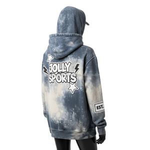 Sweat à capuche pour femme Sun Fade Premium en molleton de coton 320 GSM, bleu vintage beige, manches à panneaux, logo imprimé sur écran personnalisé, sweats lavés - Product Image 5