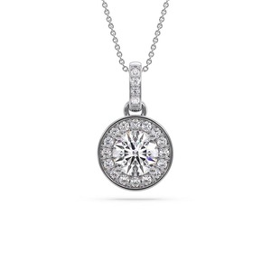 Colgante de Doble Halo con Diamante de Corte Ultra Redondo de 0.50 Ct, Diamante Cultivado en Laboratorio en Platino, para Bodas, Compromisos y Fiestas - Product Image 2
