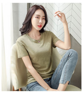 Manufacturer Custom Round Neck T-Shirt for Women Short Sleeve Blank Advertising Basic Casual Plain Women Tees From Bangladesh - Product Image 6