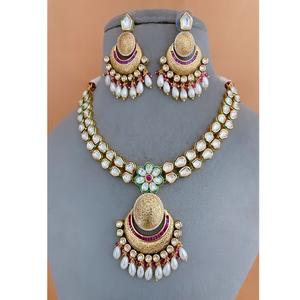 สร้อยคอ Kundan สองชั้นพร้อมต่างหูสำหรับผู้หญิงเครื่องประดับดีไซเนอร์สำหรับงานแต่งงาน - Product Image 1