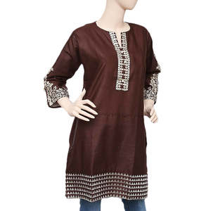 Kurti brodé pour femmes - Café - Product Image 1