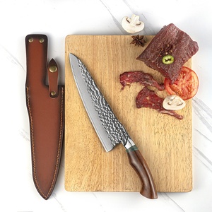 Cuchillo de cocina hecho a mano de chef de acero damasco de fábrica de cubiertos OEM ODM personalizado al por mayor con mango de madera del desierto de acero inoxidable - Product Image 4