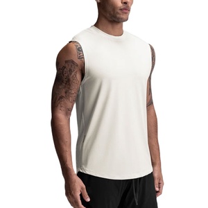 Débardeur long pour homme 100 % polyester respirant, séchage rapide, anti-boulochage, extensible, coupe jersey, design vierge, grammage lourd - Product Image 5