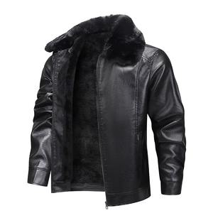 Chaqueta de Cuero para Motociclista de Forro Polar para Hombre, Estilo Otoñal, Cuello Alto, Logotipo Frontal, Prenda Exterior Estándar, Estilo Vintage, Cortavientos Formal - Product Image 2
