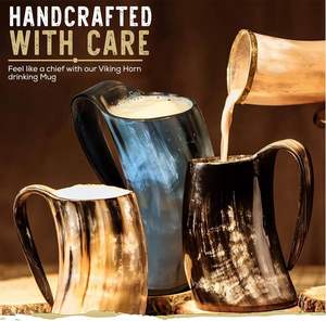 Jarra Vikinga con 4 Vasos de Chupito, Auténtica, Hecha a Mano, Ecológica, Estilo Animal, Jarra Vikinga para Amantes de la Cerveza, Vino y Hidromiel Navideña - Product Image 3