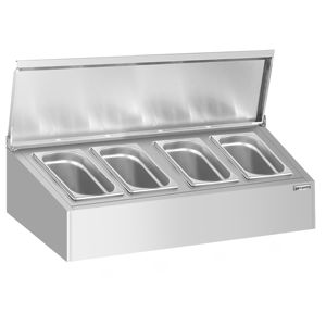 Support à condiments commercial - 4x GN 1/4 - avec bacs et couvercles - Product Image 3