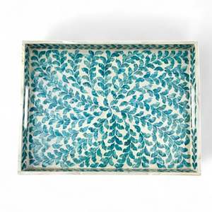 Bandeja de Servir Hecha a Mano con Madreperla, Bandeja Decorativa Ecológica con Incrustaciones de Concha Natural, Decoración para el Hogar - Product Image 2