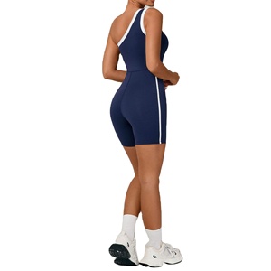 Mono Deportivo de Yoga para Mujer, de Una Pieza, con un Hombro Descubierto, Pantalones Cortos, Traje Deportivo Elástico para Fitness - Product Image 4