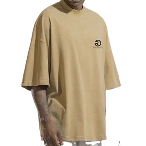 Personalizada de alta calidad de media manga de algodón gris de gran tamaño de cuello redondo Camiseta de los hombres de peso pesado camiseta - Product Image 2